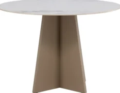 Stół do jadalni Quishly okrągły 110 cm beżowy