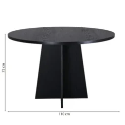 Stół do jadalni Quishly okrągły średnica 110 cm/dąb czarny
