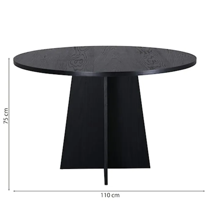 Stół do jadalni Quishly okrągły średnica 110 cm/dąb czarny