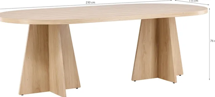 Stół do jadalni Quishly owalny 115 x 230 cm dąb bielony