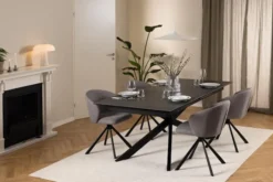 Stół do jadalni Shimess ceramiczny blat o wzorze czarnego betonu 200-240 cm
