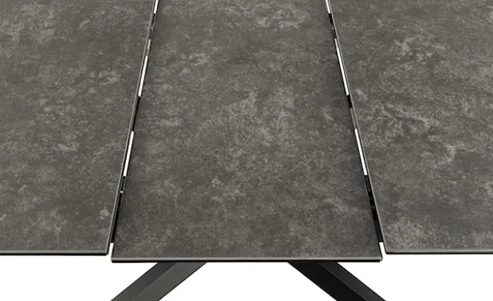 Stół do jadalni Shimess ceramiczny blat o wzorze czarnego betonu 168-210 cm