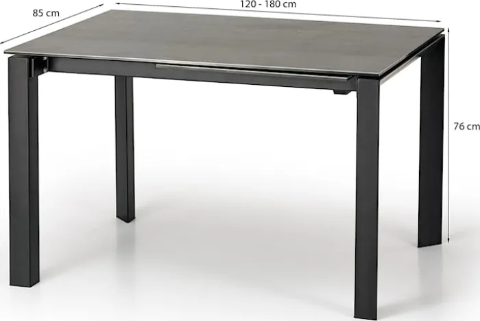 Stól rozkładany Biviely 120-180 cm ceramiczny blat szary / czarny