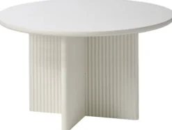 Stół okrągły Athenise 110 cm podstawa krzyżowa lamele jasnoszary