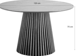 Stół okrągły do jadalni Nenters 120 cm z okrągłą podstawą lamele dąb czarny fornir