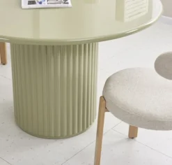Stół okrągły do jadalni Prinise 120 cm zielony wysoki połysk