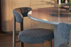 Stół okrągły do jadalni Prinise 120 cm taupe wysoki połysk