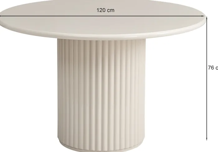 Stół okrągły do jadalni Prinise 120 cm taupe wysoki połysk