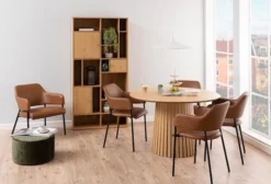 Stół okrągły Gimmar dąb z lamelową podstawą 120 cm