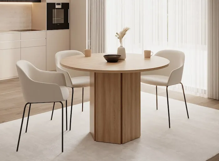 Stół okrągły Hexa 110 cm Dąb Lindberg