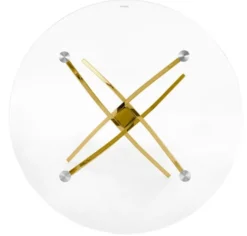 Stół okrągły Saime średnica 100 cm transparentne szkło/ złota podstawa