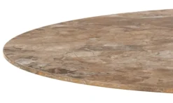 Stolik barowy Roshly średnica 80 cm trawertyn ceramiczny blat z metalową podstawą