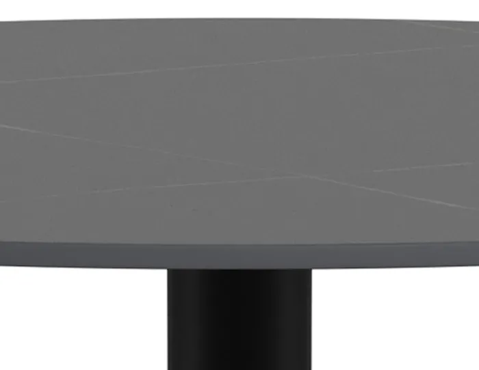 Stolik barowy Roshly średnica 80 cm czarny ceramiczny blat z metalową podstawą