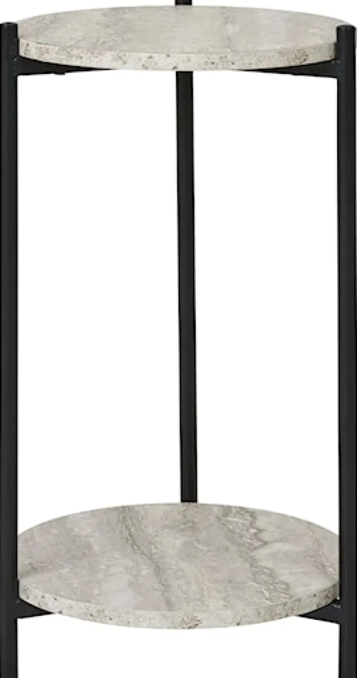 Stolik boczny Leuven średnica 27 cm trawertyn / czarny