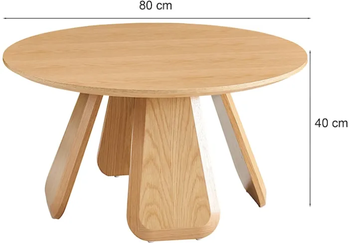 Stolik kawowy Affitly okrągły 80 cm dąb naturalny fornir