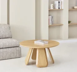 Stolik kawowy Affitly okrągły 80 cm dąb naturalny fornir