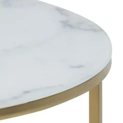 Stolik kawowy Alisma z półką średnica 80 cm złota podstawa