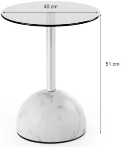 Stolik kawowy Calvane okrągły 40 cm brązowy/beżowy marmur