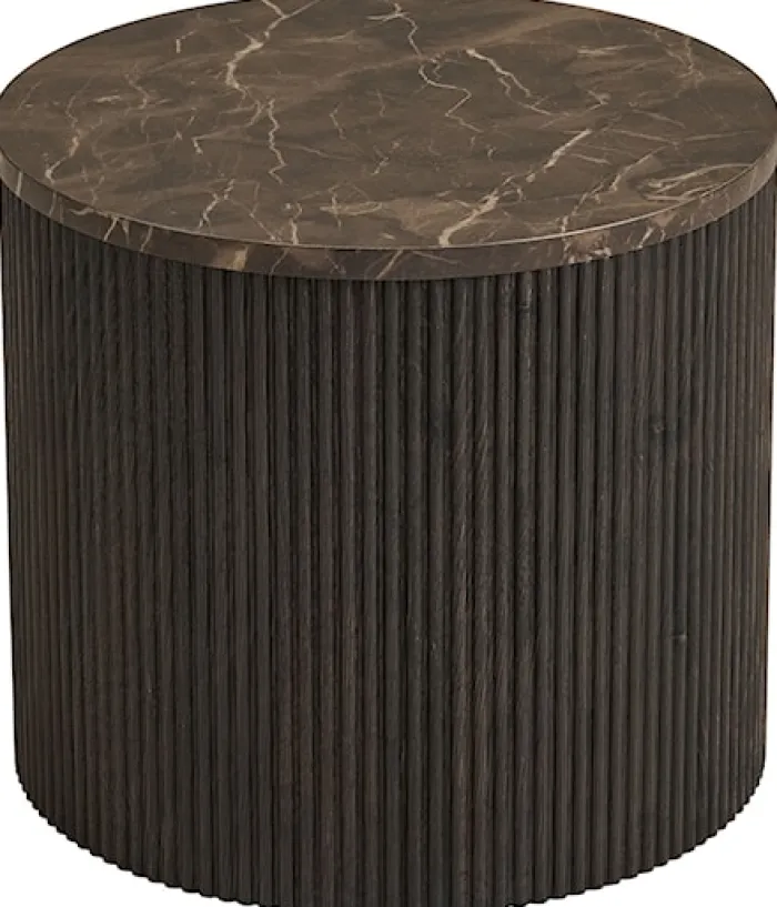 Stolik kawowy Cotven okrągły 45 cm brązowy marmur