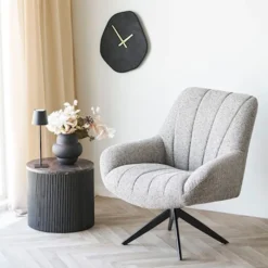 Stolik kawowy Cotven okrągły 45 cm brązowy marmur
