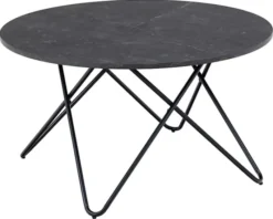 Stolik kawowy Cowelle okrągły 80 cm czarny na metalowej podstawie
