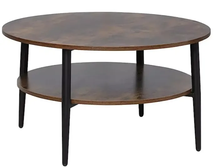 Stolik kawowy Ella średnica 80 cm dąb rustykalny/ czarny