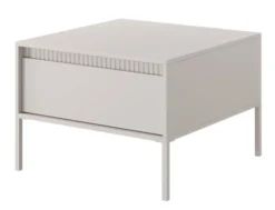 Stolik kawowy Falsetto z szufladą i ryflowanym frontem 68x68 cm beżowy
