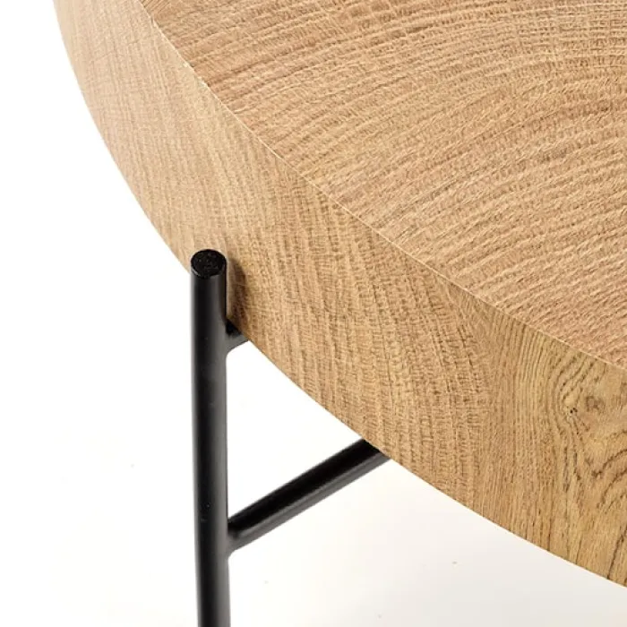 Stolik kawowy Filewdy średnica 80 cm dąb naturalny - czarny