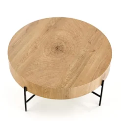 Stolik kawowy Filewdy średnica 80 cm dąb naturalny - czarny