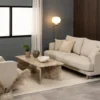 Stolik kawowy Hadrum prostokątny jasny marmur na masywnych nogach 140x70x42 cm