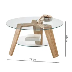 Stolik kawowy Hireell 75x75 cm ze szklanym blatem