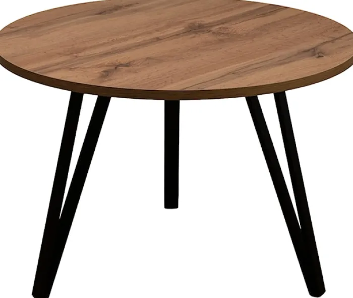 Stolik kawowy Iminglly okrągły 67 cm dąb wotan z czarnymi nogami