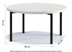 Stolik kawowy Kortala okrągły 80 cm biały połysk