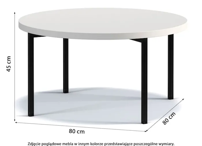 Stolik kawowy Kortala okrągły 80 cm biały połysk