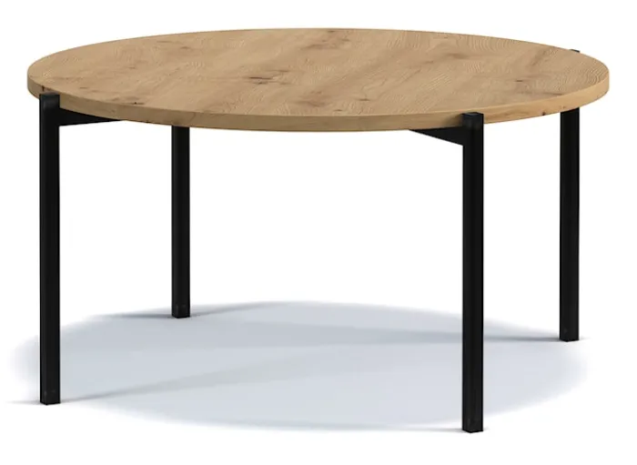 Stolik kawowy Kortala okrągły 80 cm dąb artisan niski