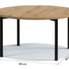 Stolik kawowy Kortala okrągły 80 cm dąb artisan