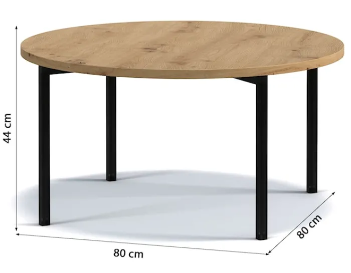 Stolik kawowy Kortala okrągły 80 cm dąb artisan
