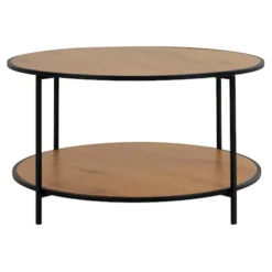 Stolik kawowy Krapina okrągły 80 cm dąb/czarny