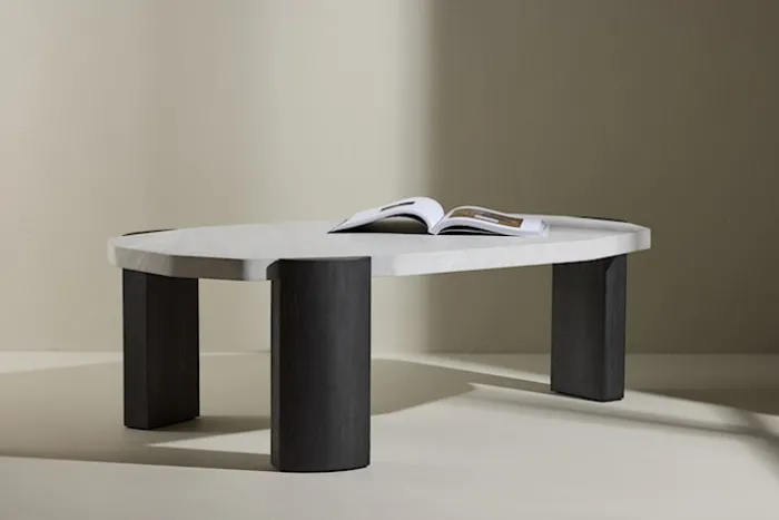 Stolik kawowy Kres 125x71 cm jasnoszary/dąb czarny