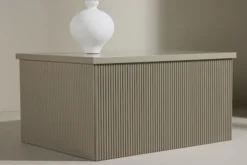 Stolik kawowy Lenox 80x40 cm beż piaskowy z ryflowaną podstawą