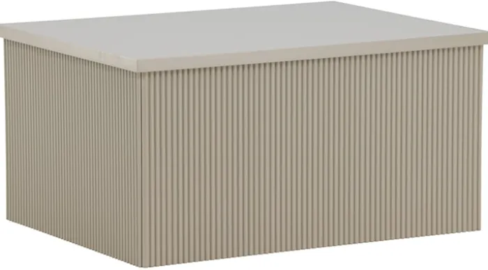 Stolik kawowy Lenox 80x40 cm beż piaskowy z ryflowaną podstawą