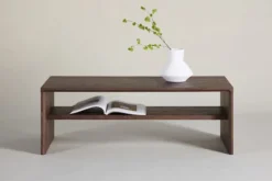 Stolik kawowy Lorren 100x50 cm mokka z półką