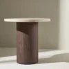 Stolik kawowy Megg okrągły 50 cm trawertyn/mokka