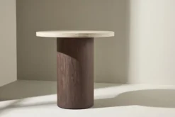 Stolik kawowy Megg okrągły 50 cm trawertyn/mokka