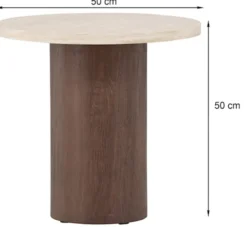 Stolik kawowy Megg okrągły 50 cm trawertyn/mokka