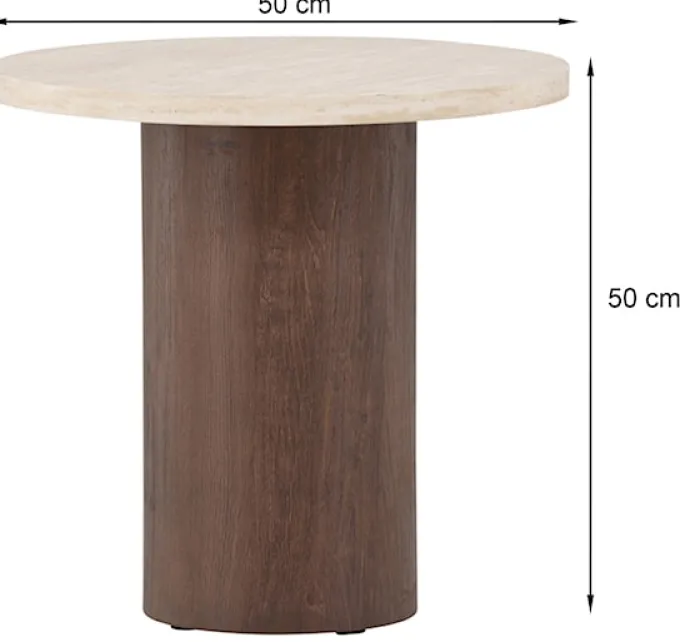 Stolik kawowy Megg okrągły 50 cm trawertyn/mokka