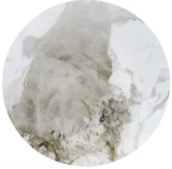 Stolik kawowy okrągły Cornizes 50 cm biały marmur/ orzech