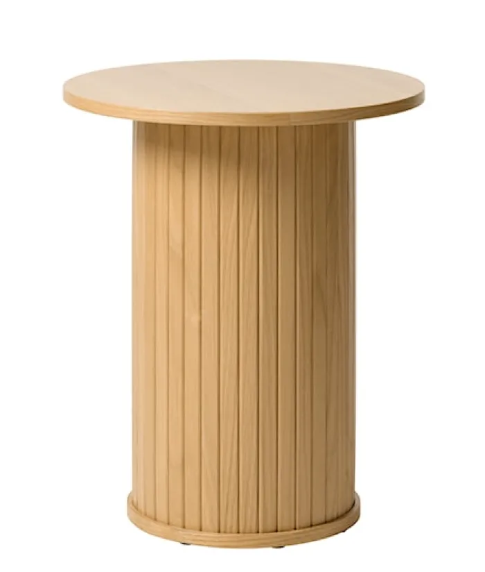 Stolik kawowy okrągły Gativel 50 cm lamele dąb naturalny