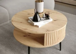 Stolik kawowy Piviano okrągły 76 cm Dąb artisan
