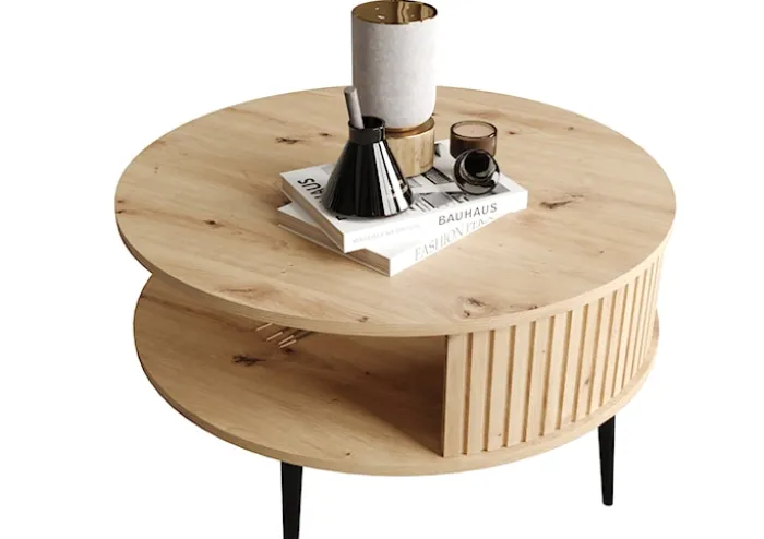 Stolik kawowy Piviano okrągły 76 cm Dąb artisan